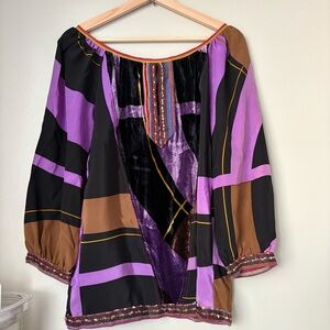 A Common thread Colorful Silk Blouse Size S